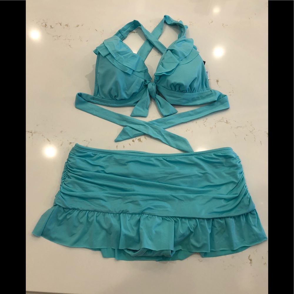 KENNETH COLE REACTION Blue Two Piece Bikin…